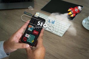 SEO analytics displayed on a smartphone