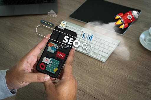 SEO analytics displayed on a smartphone