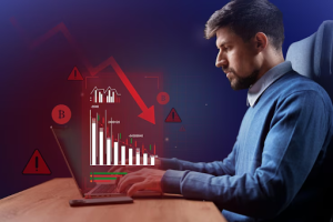 Man reviewing declining website traffic analytics