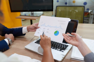 People reviewing website traffic analytics